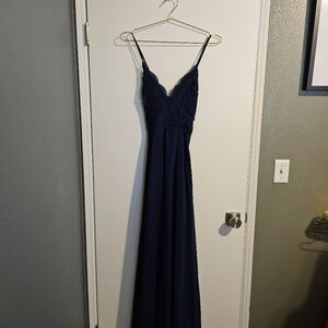 Navy Blue Lulus Lace Top Maxi Dress